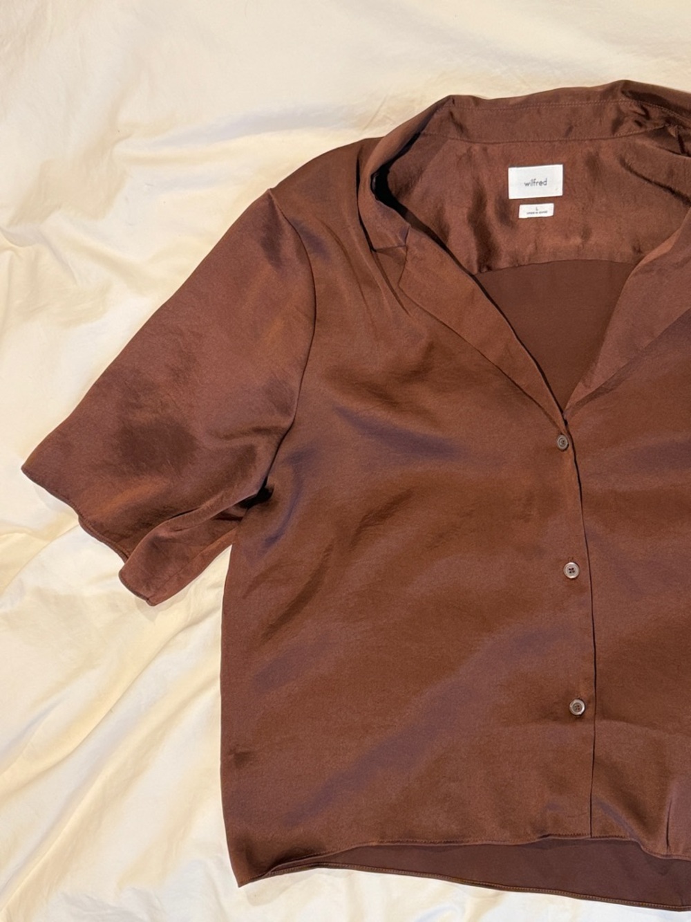 Wilfred Chocolate Brown Satin Button Shirt